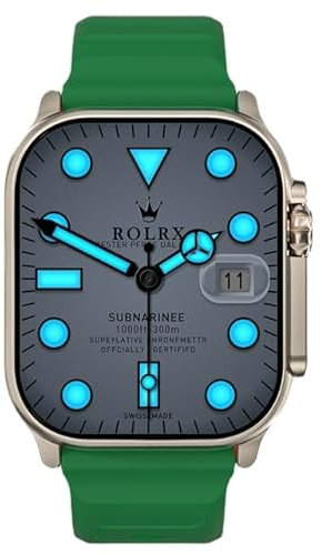 Gerrit HK9 Ultra 2 Max AMOLED - Reloj inteligente para hombres y mujeres, 2 GB ROM, álbum de fotos, NFC, brújula, chat, GPT, reloj inteligente con frecuencia cardíaca, reloj deportivo 2024 (verde)
