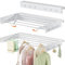 GJCrafts Wall Mounted Clothes Airer, Retractable Clothes Drying Rack With 6 Side Hooks, 5 Aluminum Rods, Easy Installation, Space Saving Clothes Dryer For Towels, Clothes (White, 100CM)