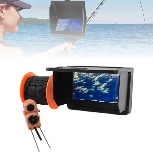 Unterwasserkamera Angeln, Unterwasser Fischfinder 4,5 Zoll IPS Display, 220 ° Betrachtungswinkel, Infrarot Nachtsicht Tragbare Deeper Fishfinder, IP67 Wasserdicht, zum Eisfischen, Seefischen (Black)