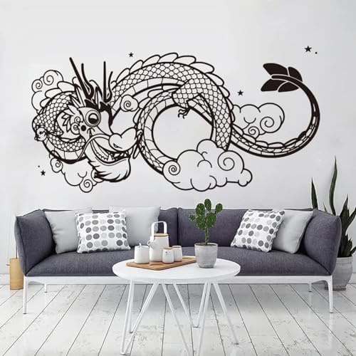 SHELOG Chinesischer Drache Tier Wandaufkleber Baby Kinderzimmer Kinderzimmer Wohnzimmer Schlafzimmer Asiatischer Drache Dschungel Wandtattoo Spielzimmer Dekor
