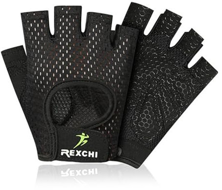 Zimoer Fitness Handschuhe für Damen und Herren, Trainingshandschuhe Gym Handschuhe Atmungsaktive rutschfest Sporthandschuhe Handflächenschutz für Radfahren Training Crossfit Klimmzüge (Schwarz, M)