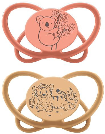 nip - Butterfly | 16-32 Monate | 2er Pack | Stillfreundlicher, zahnfreundlicher Babyschnuller inkl. Schnullerbox. Nachhaltiger Schnuller mit weichem Silikonsauger, Orange/Rot