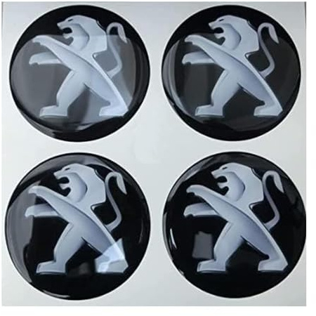 4 Stück Radnabenkappen für Peugeot 50mm, Nabendeckel Aufkleber Radnabenabdeckung Nabenkappen Radnabenkappen Felgen Aufkleber Auto