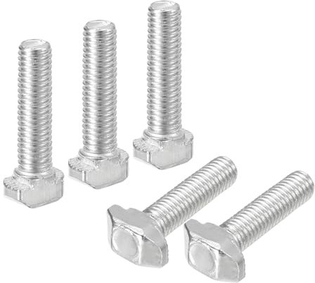 QUARKZMAN 40pz Bulloni a T-Slot, M5 x 25mm Bullone Testa a Martello Vite a T Perno per Profilo Alluminio a T Serie 2020, Acciaio Carbonio Nichelato, Argento