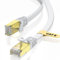 VOIETOLT Cat8 Lan Kabel 1.5Meter, 40Gbps/2000MHz Flach Schirmung Hochgeschwindigkeit Netzwerkkabel, STP RJ45 Gigabit Cat-8 Ethernet Kabel für PS4/5, für Modem, für Router - weiß