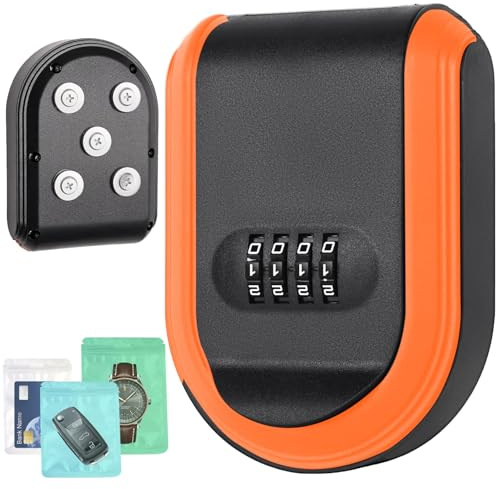 Dayear Lot de 2 porte-clés magnétiques avec serrure à combinaison cachée sous la voiture, boîte de verrouillage avec aimant puissant, cachez une clé pour le rangement de clés en intérieur, extérieur,