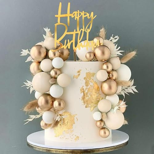 50 Stück Boho Goldene Kugeln Tortendeko, Geburtstag, Schaum Ball Kuchen, Tortendeko Kugeln Boho, für Hochzeit, Gartenparty, Familientreffen