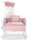 Baby Delux Beistellbett Set Babybett Komplett Set Stubenwagen weiß 90x40 mobil mit Rädern inkl. Bettwäsche Matratze (Royal Rosa Rüsche)