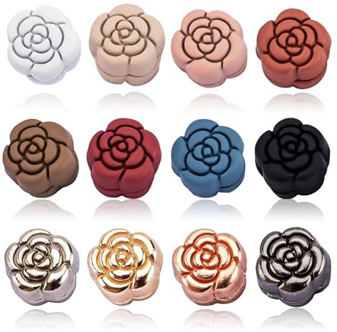 Janety 12 Paar Hijab Magneten, Blumen Magnetischer Hijab Clip, magnetische kleidungsclips, magnetknöpfe ohne nähen, magnetische Knöpfe ohne Nadeln für muslimische Schals, Kleider, Strickjacken