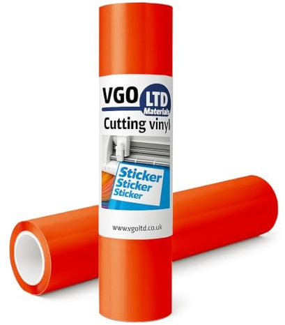 VGOLTD Permanent Adhesive Vinyl Roll –Glossy Self Adhesive Cutting Vinyl Easy Weed Vinyl for Decals Mugs Car Stickers & DIY Crafts Compatible with Cricut & Silhouette Machines (Orange, 60 x 100 cm)