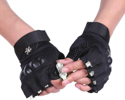 YUANYUYING Leuchtende Handschuhe,LED-Taschenlampenhandschuhe für Partys, Halloween, Raves – Skelett-Effekt
