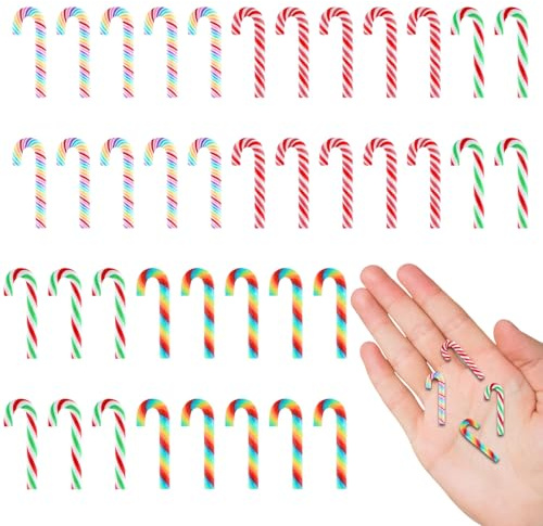 40 Stück Zuckerstangen Weihnachtsbaum, Zuckerstangen Deko, Mini Zuckerstangen Weihnachtsdeko, Christbaumschmuck zum Anhängen, für DIY Basteldekorationen, Heimdekoration (B)