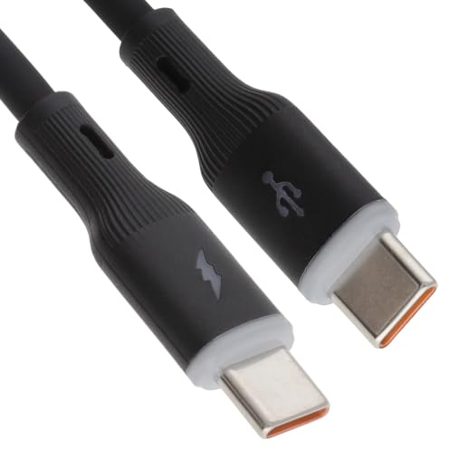 kenable USB-C to USB-C Cable Fast Charge Data Sync Lead Silicone Anti-Tangle 22AWG Pure Copper 0.5m Black