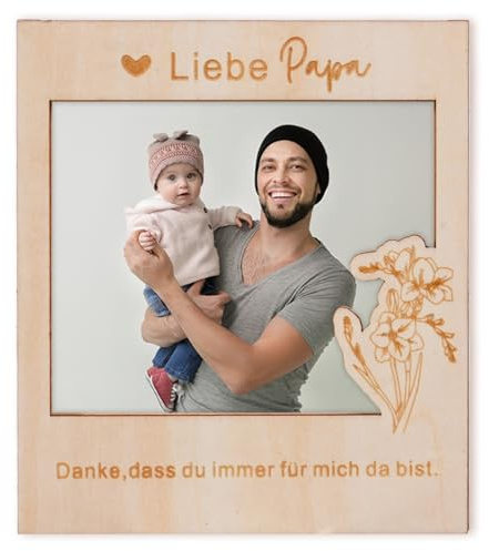 ALULU Magnetischer Bilderrahmen aus Holz für Papa - Personalisierbares Foto Geschenk für Vatertag, Geburtstag oder als Dankeschön
