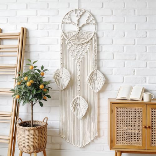 Yaxloi Baum des Lebens Traumfänger Makramee, Traumfänger Boho | Wandtraumfänger, Mit dem Segen der „Bewahrung der Schönheit“ Geeignet für Schlafzimmer, Wohnzimmer und Eingangshallen