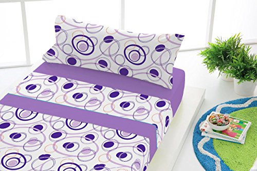 SABANALIA - Juego Sábanas Franela Dance (Disponible en Varios tamaños y Colores) - Cama 105, Lila