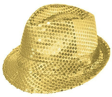 Robelli Adulte/Enfants Coloré Déguisement Sequin Chapeau Borsalino - Or, One Size
