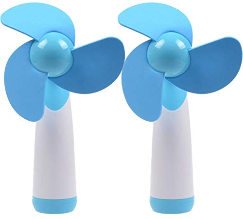 Ogrmar Mini Handheld Fan Personal Fan Battery Soft Foam Blades Powered for Home and Travel 2PC Blue (2)