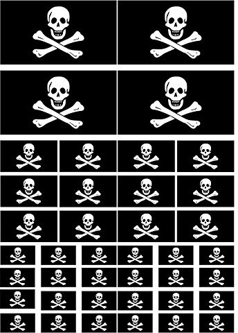 AWS 40 Aufkleber Flagge Schwarz Piraten Jolly Roger Wasserdicht für Auto Motorrad in 2 Größen Aufkleber Vinyl Flag Pirates Black Foglio A3
