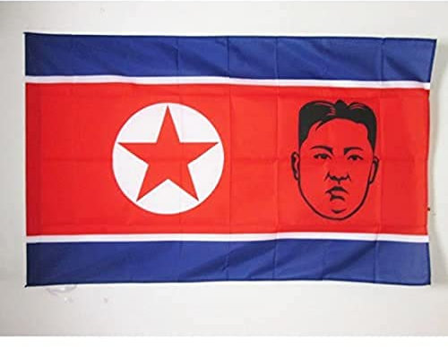 AZ FLAG - Flagge Nordkorea Mit Kim Jong-Un - 90x60 cm - Nordkoreanische Fahne 60 x 90 Cm Scheide Für Mast - Flaggen