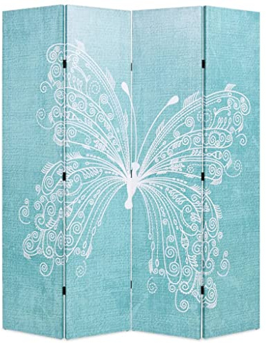 vidaXL Raumteiler klappbar 160 x 170 cm Schmetterling Blau