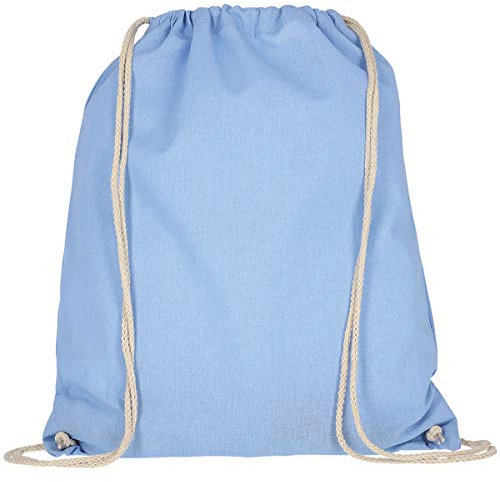 MyShirt Baumwoll Turnbeutel 38 x 46cm unbedruckt mit Kordelzug - 19 Farben - Jutebeutel OEKO-TEX® geprüft Gym Sack zum bemalen, Farbe:himmelblau