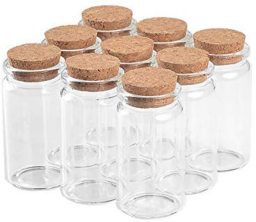 12pcs Fiole En Verre Transparent Avec Bouchon liège, Bocaux en Verre capacité 50 ml, diamètre extérieur 37 mm (12, 50ml)