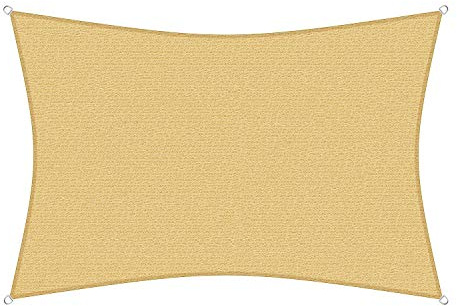 sunprotect 12026 Professional Sonnensegel, 5 x 3 m, Rechteck, Wind- & wasserdurchlässig, beige