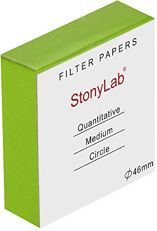 stonylab Cerchi di Carta da Filtrante Quantitativi, Carta da Filtro in Diametro di 46mm con Velocità di Filtrazione Media di Trattenimento Delle Particelle da 20 Micron, Confezione da 100