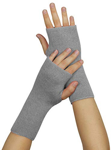 wobera ANGORA Pulswärmer oder Stulpen mit Daumenloch (Gr. 2, Farbe: silbergrau)