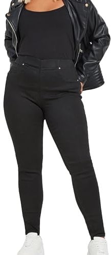 Yours for Good Curve Pull On Stretch Jenny Jeggings - Women's - Plus Size Curve Black
