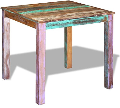 yorten Antik-Stil Esstisch Holz Tisch Küchentisch Esszimmertisch aus Recyceltes Massivholz Mehrfarbig 80 x 82 x 76 cm(L x B x H)
