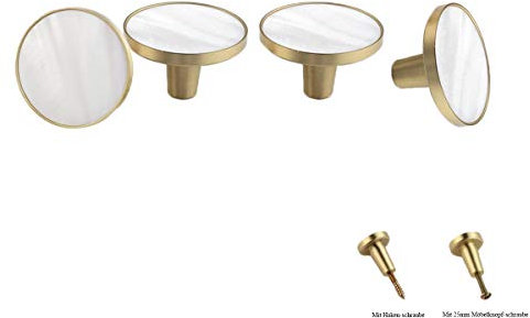 TentHome Vintage Kommodenknöpfe Schubladenknöpfe Set Möbelknöpfe Möbelknauf Schrankknöpfe Schubladengriffe Messing Garderobenhaken Dual-use Möbelgriff Rund L-42 x 25mm, Weißes Perlmutt