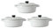 Lot de 3 Mini Cocottes Ovales Blanches Céramique Double Poignées Avec Couvercle 14cm x 6,3cm Contenance Moule 150ml Ramequin Résistant Haute Température Four Pour Petits Plats (Blanches, Lot de 3)