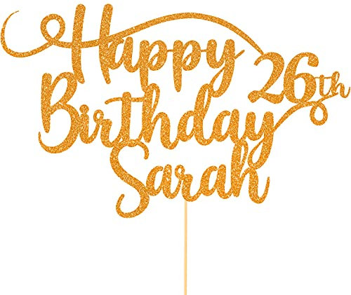 Personalised Happy Birthday Glitter Cake Topper - Copper Orange Any Name & Any Age Glitter Cake Decoration and Sprinkles - Happy Birthday Decorations - Personalised Toppers for Cakes by Cakeshop