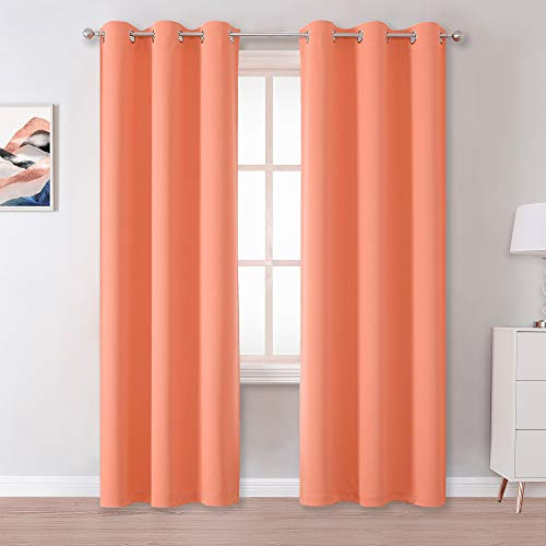 DUALIFE Burnt Coral Verdunkelungsvorhänge, 107 x 244 cm, 2 Paneele, Set mit Ösen, Fenstervorhang, Paneele, Raumverdunkelung, wärmeisolierte Vorhänge für Wohnzimmer