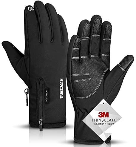 krosa Winterhandschuhe für Herren und Damen, 10 Touchscreen-Finger, Schnee-Skihandschuhe, wasserdicht, kaltes Wetter