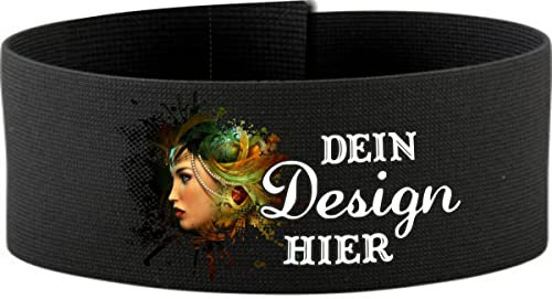 Klett Armbinde 5 cm personalisiert mit deinem Wunschtext oder Logo (Farbe schwarz) (Gr. Junior - 15-25 cm)