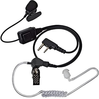 HYSHIKRA Walkie Talkie Earpiece Headset Compatible with Kenwood eSnic Retevis Baofeng UV-5R, Mic/PTT/Wire with Clip, Radio Ear Piece for Security Bodyguard (1 PACK)