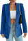 Damen Blazer Langer Casual Open Front Blazer Arbeit Büro Jacken mit Taschen Blau L