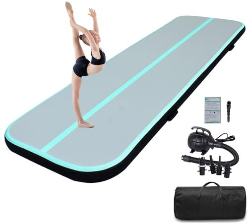 Air Matte Track, Gymnastikmatte 4x1x0.1m Turnmatte Aufblasbar Tumbling Matten mit Pumpe Trainingsmatte Fitnessmatte Yogamatte für Zuhause Outdoor