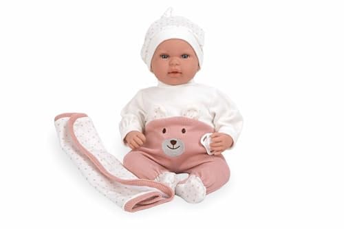 Arias 65351 Elegance Puppe Mies Rosa mit Decke und Lachmechanismus, 45 cm