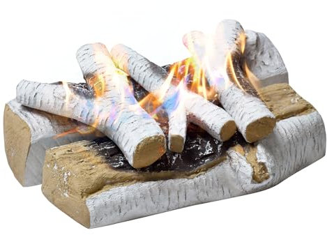 ATR ART TO REAL 5 Stück Gaskaminscheite, Keramikscheite für Gaskamin, künstliche Holzscheite, dekorativ, für Propan, Gaseinsätze, Feuerstelle, Ethanol, elektrisch