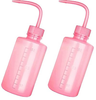 2Pcs Pink Safety Wash Bottle Tattoo Wash Bottles with Scale Labels Plastic Lab Squeeze Bottle,Safety Lab Wash Bottles with Narrow Mouth,Safety Wash Bottle Plastic Squeeze Bottles for Lab and Tattoo