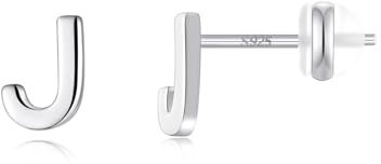 TINGN Ohrstecker Ohrringe Silber 925 Mädchen Damen, Initial J Kleine Ohrstecker Silber Ohrschmuck für Tochter Kind Geburtstagsgeschenk für Enkelin Nichte Kinder