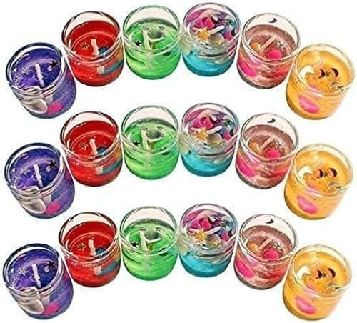 BishtHub Mehrfarbige dekorierte Mini-Kerzen, Diwali-Dekoration, Gelee-Gel-Kerze für Heimdekoration und Geschenkzweck (24 Stück)