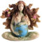 Veronese Design 11,4 cm sitzende schwangere Mutter Erde Gaia mit Schmetterlingen und Blumen, handbemalte Harzfigur