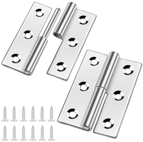 Bisagra extraíble de 3 pulgadas, Bolatus de acero inoxidable 304, bisagra de puerta desmontable, plegable, para zurdos, 2 unidades