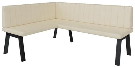 FURNISTAR Eckbank Akiko Metal A - Eckbankgruppe für Ihrem Esszimmer, Küche modern, Sitzecke, Essecke. Perfekt für Küche, Büro und Rezeption. Solide und Starke Verarbeitung. (128x168-Links-Soft18)