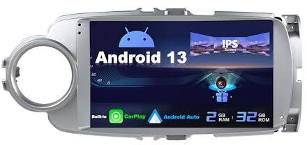 SXAUTO Android 14 IPS Autoradio Per Toyota Yaris GRMN (2012-2017) - Senza fili Carplay & Android Auto - GRATUITI Telecamera - DAB Fast-boot Volante Split-Screen WIFI DSP - 2 Din 9 Pollici